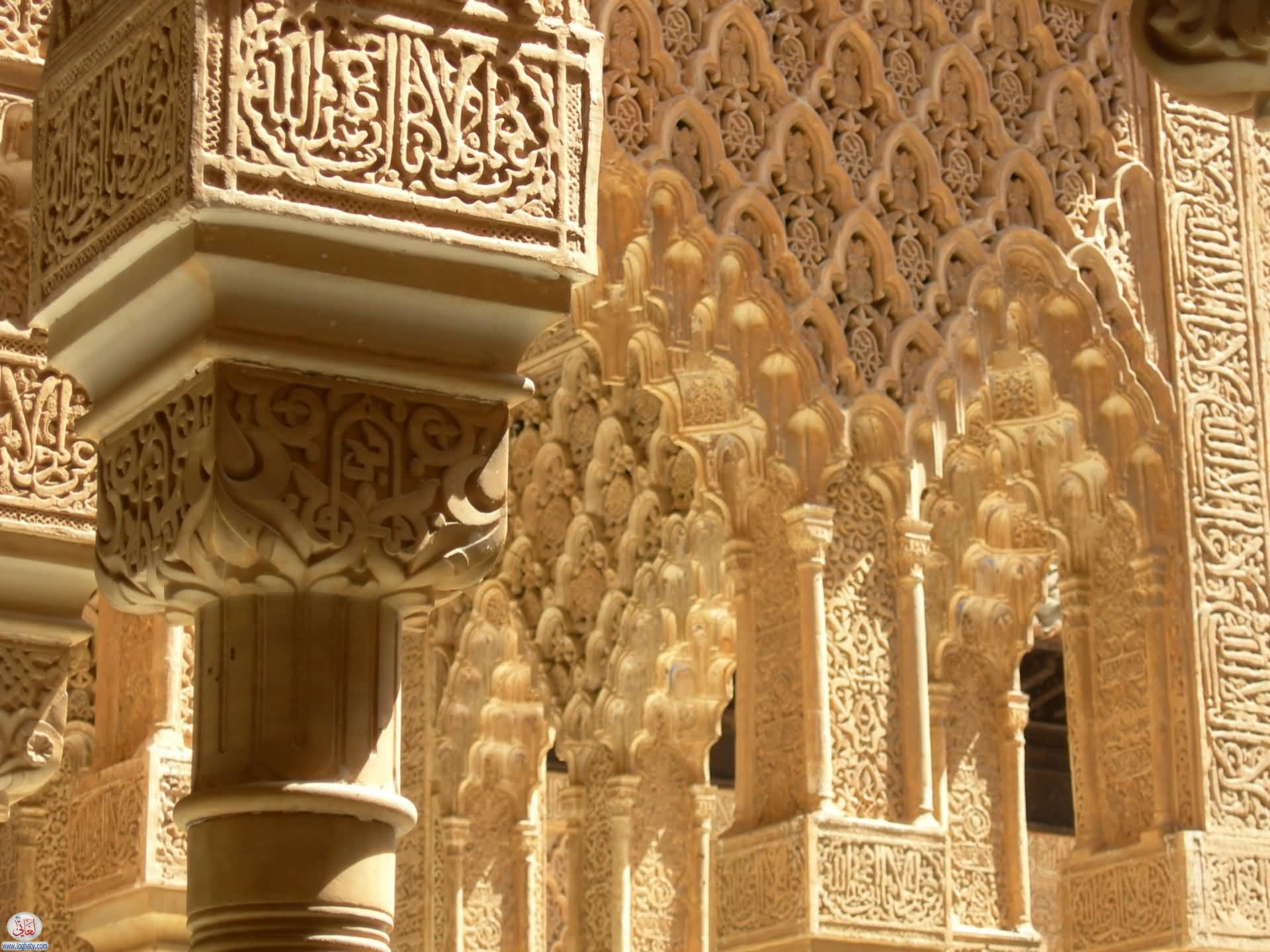 Columns in the Court of the Lion, Alhambra, Granada, Spain